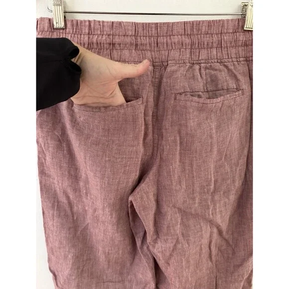 Athleta Women’s 6 Pants Cabo Linen Wide Leg Pant in Tawny Rose/Orchid Pink - Picture 5 of 9